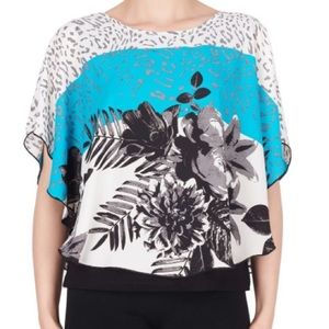 Joseph Ribkoff  Scarf Print Floral Top  Size 8